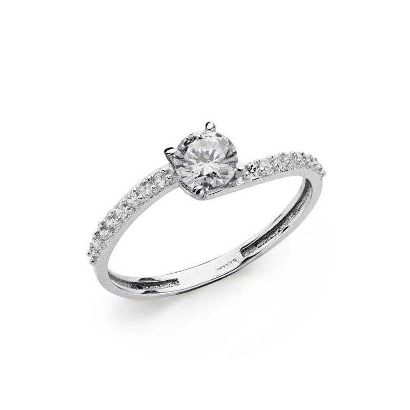 18K SOLITARIO ORO BLANCO CIRCONITA 5 MM