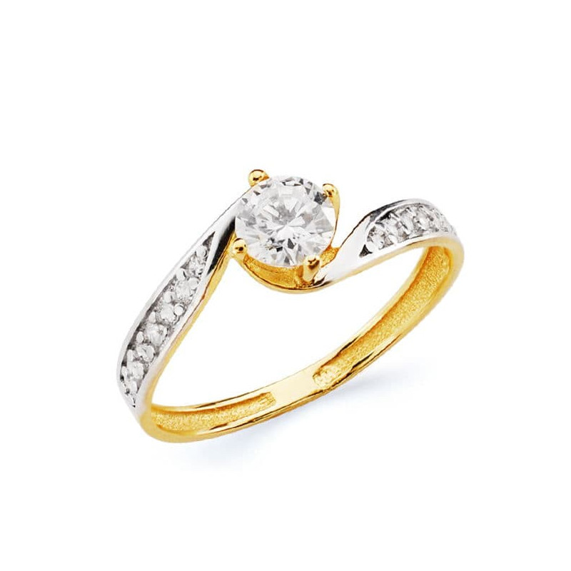 18K SOLITARIO ORO BICOLOR CIRCONITA 5 MM