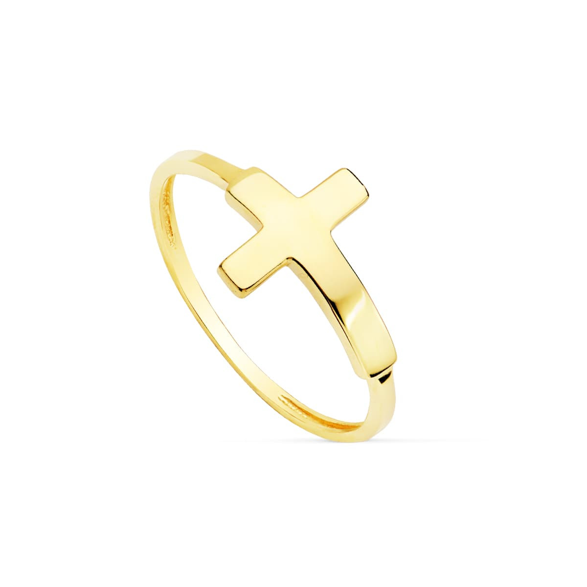 18K SORTIJA ORO AMARILLO CON CRUZ LISA DE 13 X 9 MM. ANCHO CUERPO: 1,2MM