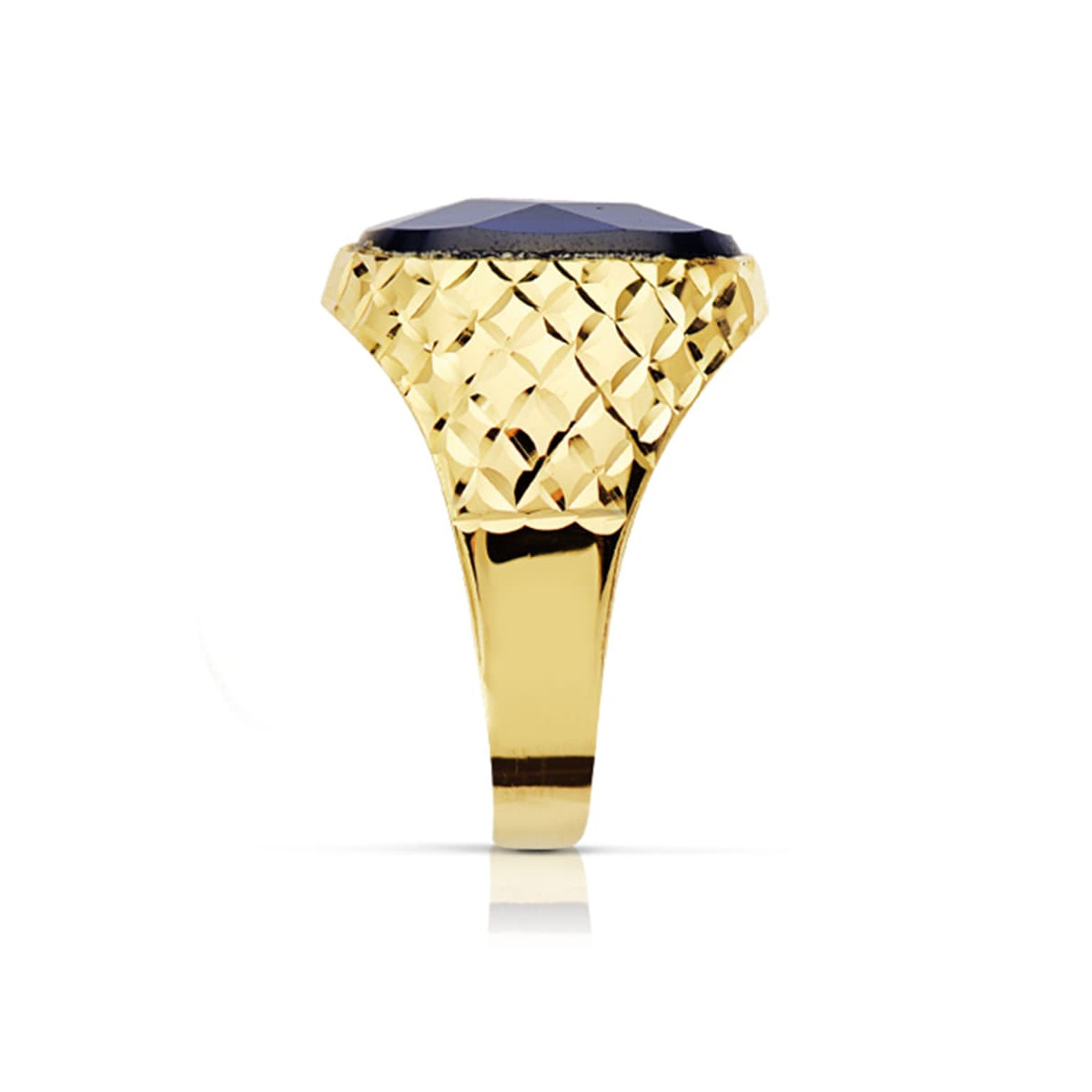 18K SELLO ORO AMARILLO HUECO PIEDRA OVAL ZAFIRO SPINEL 14X10 MM