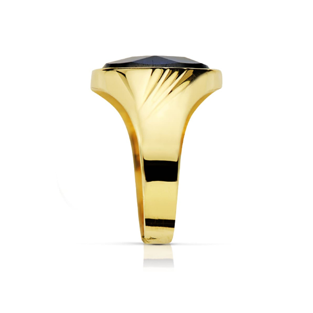 18K SELLO ORO AMARILLO HUECO PIEDRA OVAL ZAFIRO SPINEL.14X10 MM