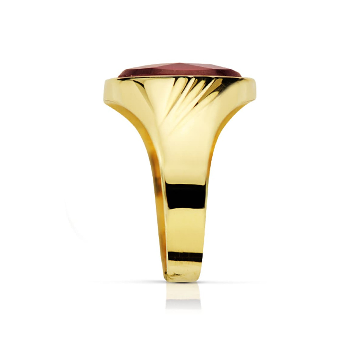 18K SELLO ORO AMARILLO PIEDRA OVAL RUBI SPINEL. 14X10 MM