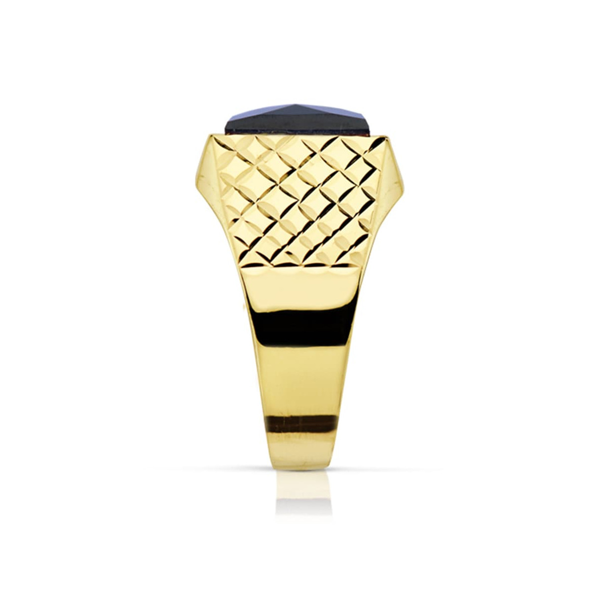 18K SELLO ORO AMARILLO CABALLERO PIEDRA ZAFIRO SPINEL 10X8 MM