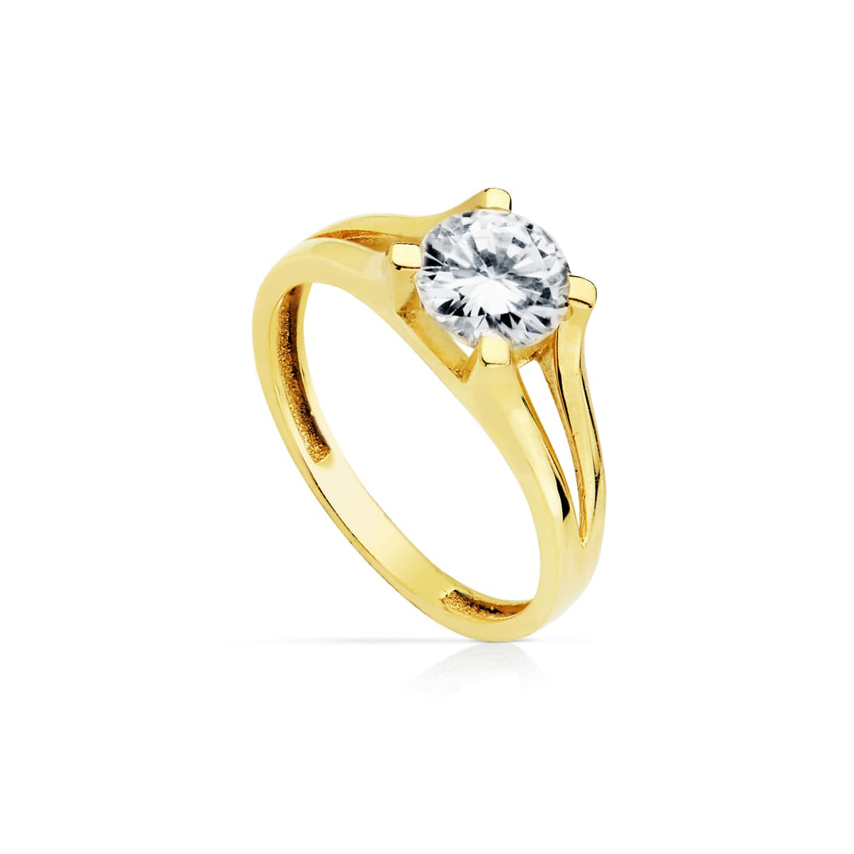 18K SOLITARIO ORO AMARILLO CON CIRCONITA Y 4 GARRAS CON CIRCONITA DE  7 MM