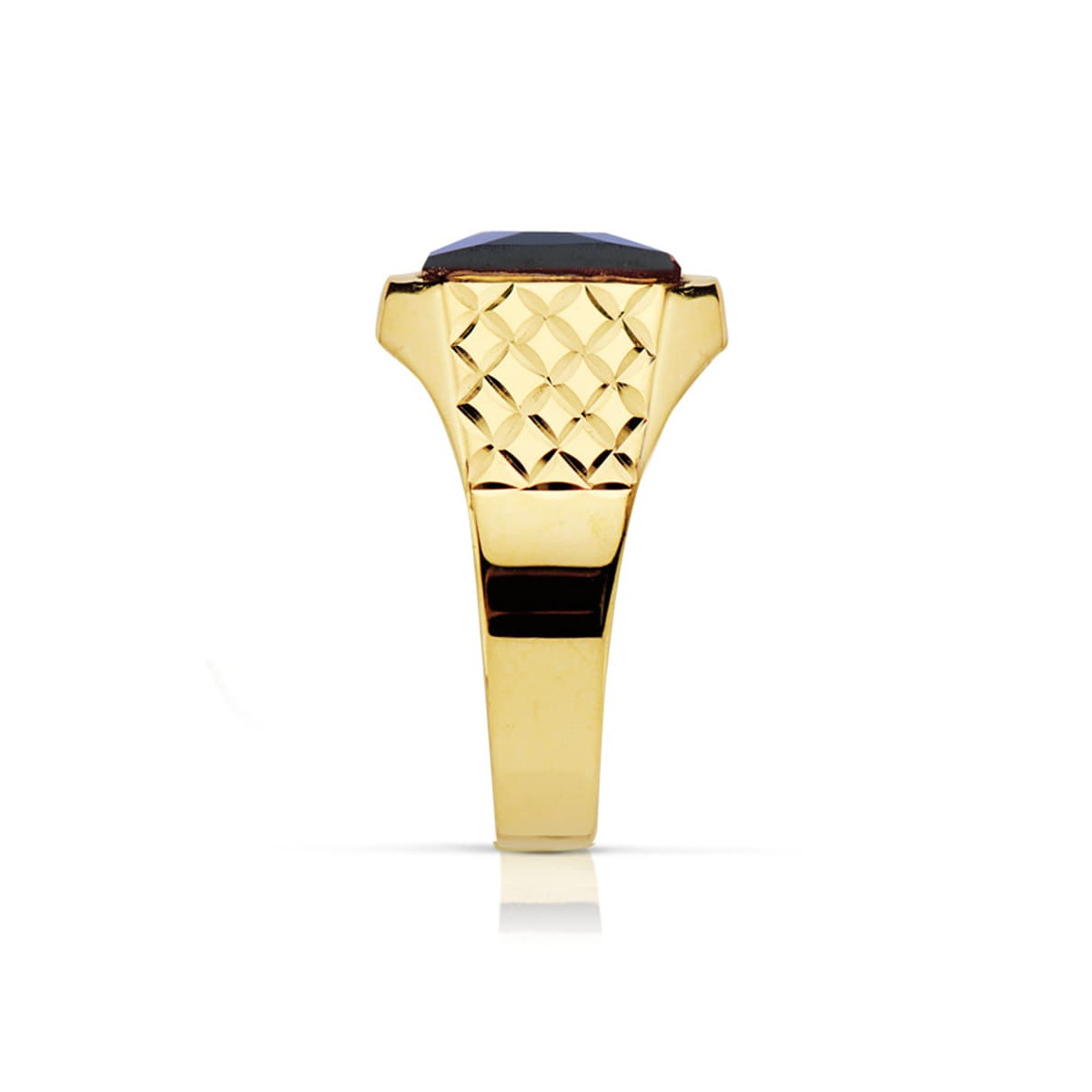 18K SELLO ORO AMARILLO CADETE PIEDRA 9X7 MM ZAFIRO SPINEL TALLA