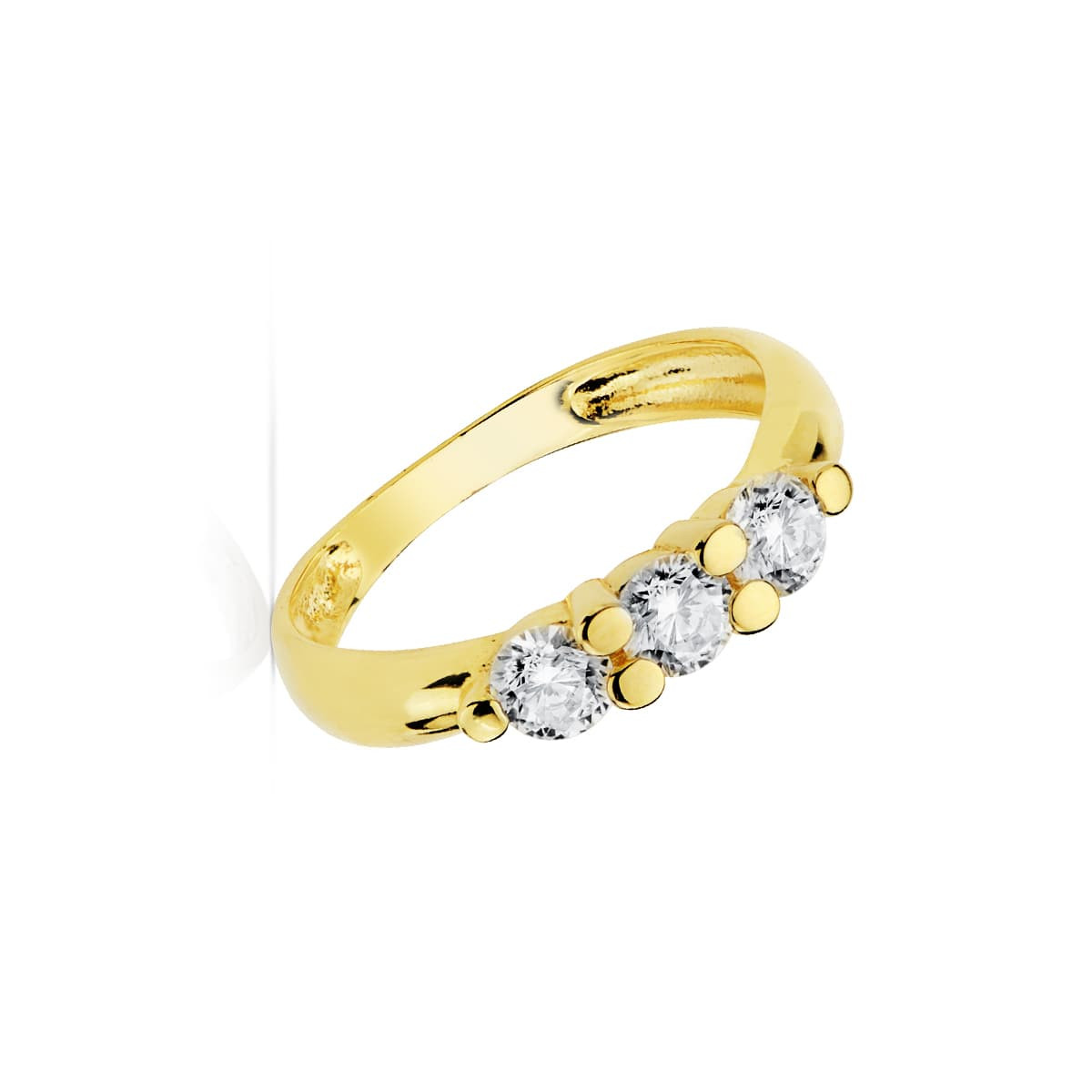 18K SOLITARIO TRESILLO ORO AMARILLO CON 3 CIRCONITA DE 4 MM EN GARRAS