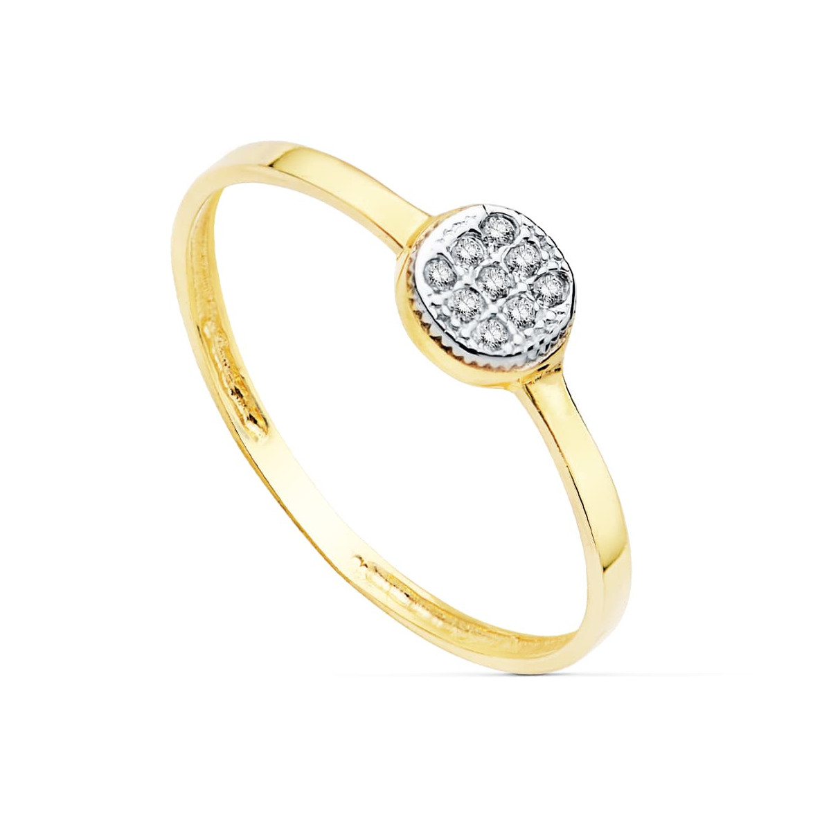 18K SORTIJA BICOLOR CIRCONITA REDONDO 5 MM