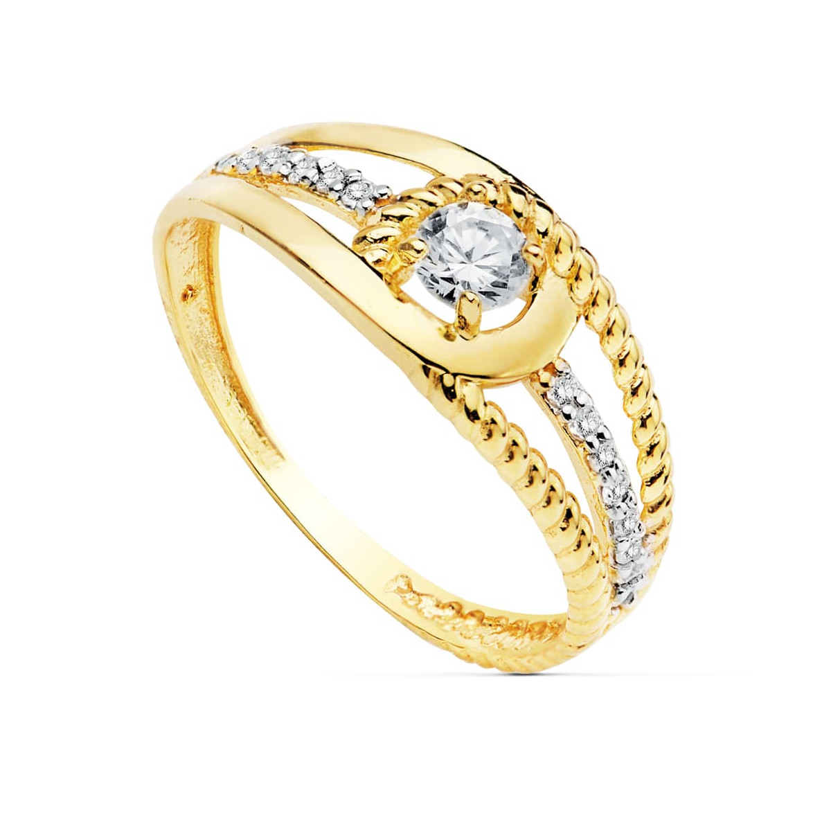 18K SORTIJA ORO BICOLOR CON CIRCONITA DE 3 MM