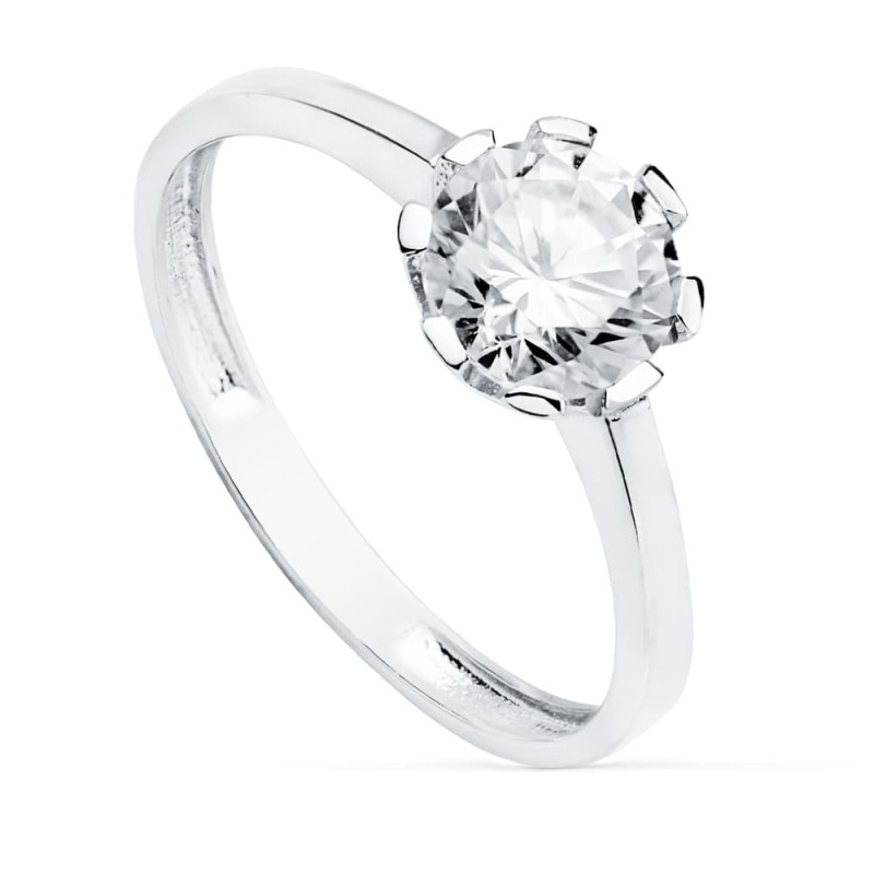 18K SOLITARIO ORO BLANCO GARRAS CIRCONITA 7 MM