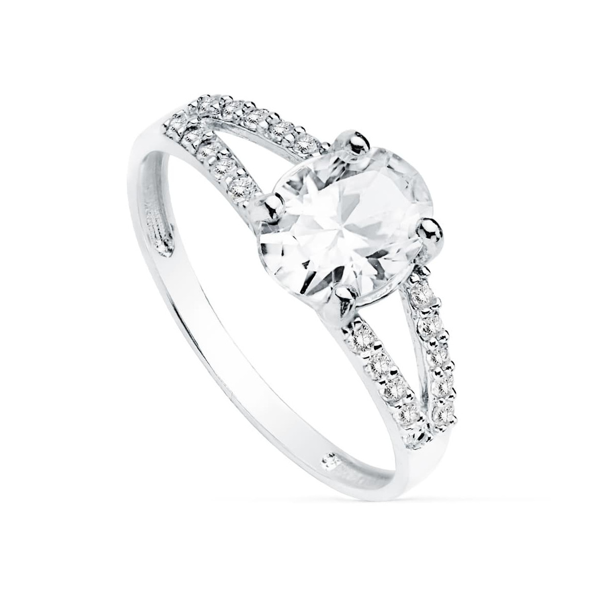 18K SOLITARIO ORO BLANCO CIRCONITA PIEDRA OVAL 8X6 MM