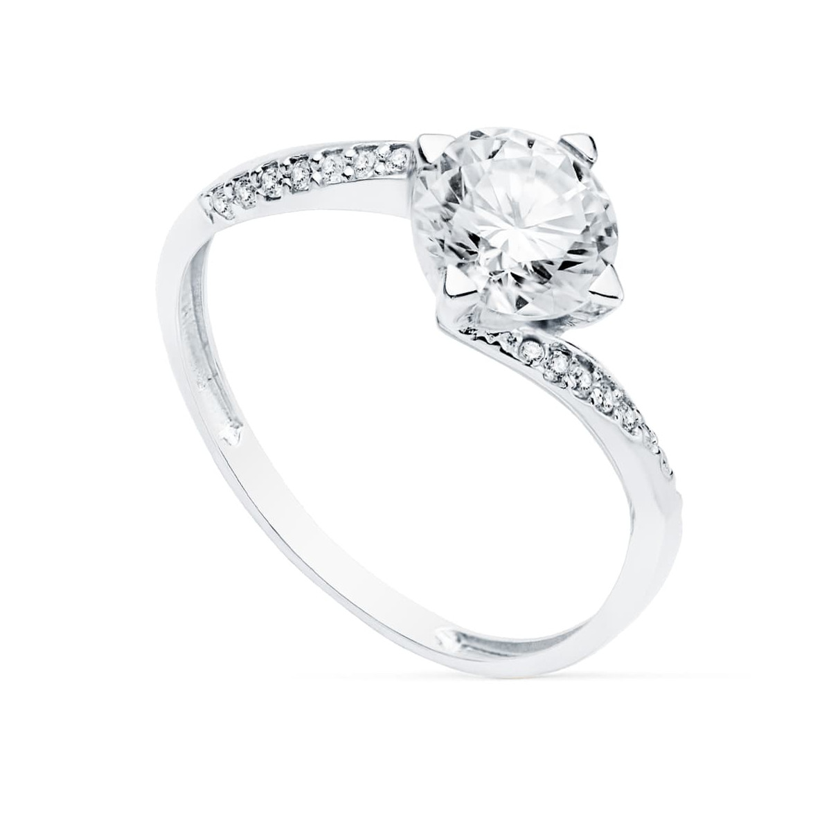 18K SOLITARIO ORO BLANCO CON CIRCONITA Y 4 GARRAS CON CIRCONITA DE 7 MM