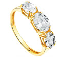 18K SORTIJA ORO AMARILLO 3 CIRCONITA TALLA OVAL 7X5 MM ANCHO 2.2 MM