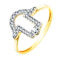 18K SORTIJA ORO AMARILLO MANO DE FATIMA CIRCONITA 13X13 MM ANCHO CUERPO 1.2 MM