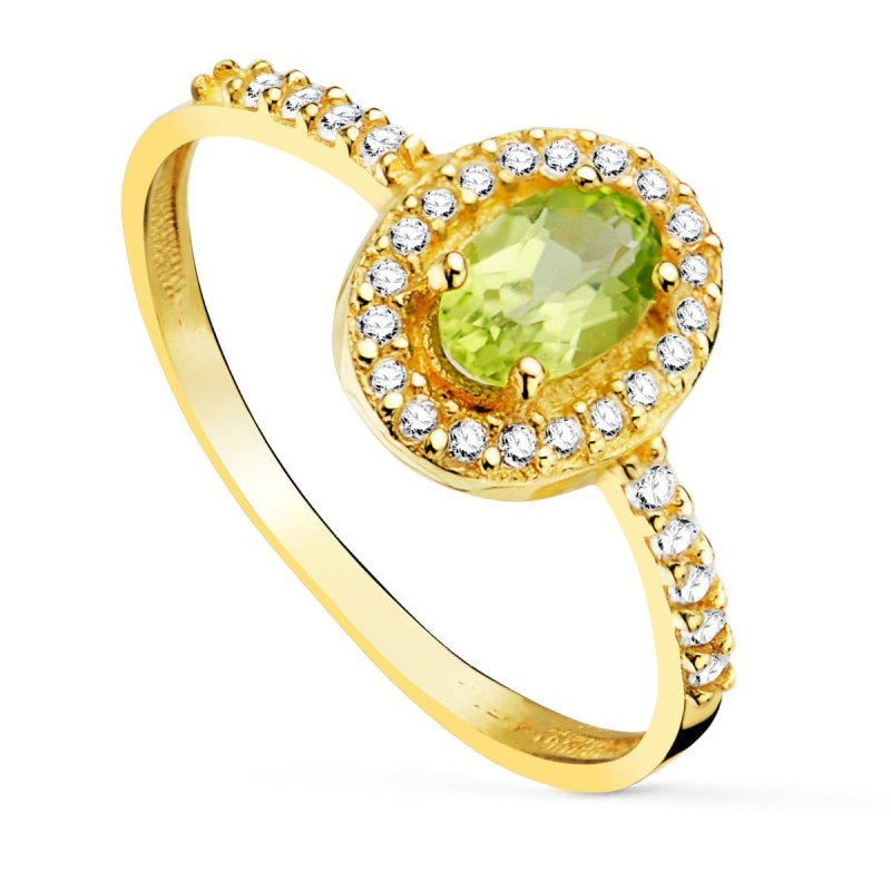 18K SORTIJA ORO AMARILLO CON OLIVINA Y CIRCONITA OLIVINA 6X4 MM 0,47  QTS