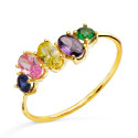 18K SORTIJA ORO AMARILLO CON 5 PIEDRAS DE COLOR. ANCHO CUERPO: 1