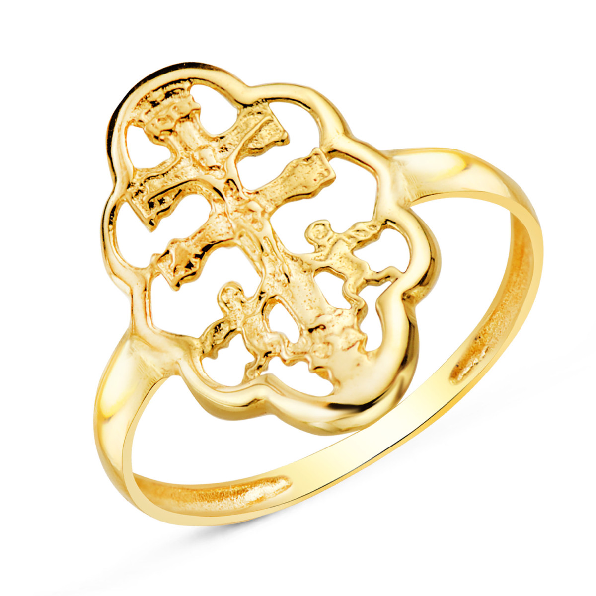 18K SORTIJA ORO AMARILLO CRUZ DE CARAVACA EN CERCO. MEDIDA: 17X11MM