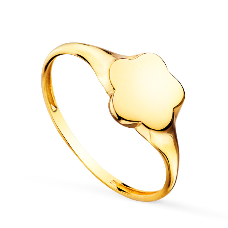 18K SELLO ORO AMARILLO FORMA FLOR. ZONA GRABADO: 9 X 8 MM