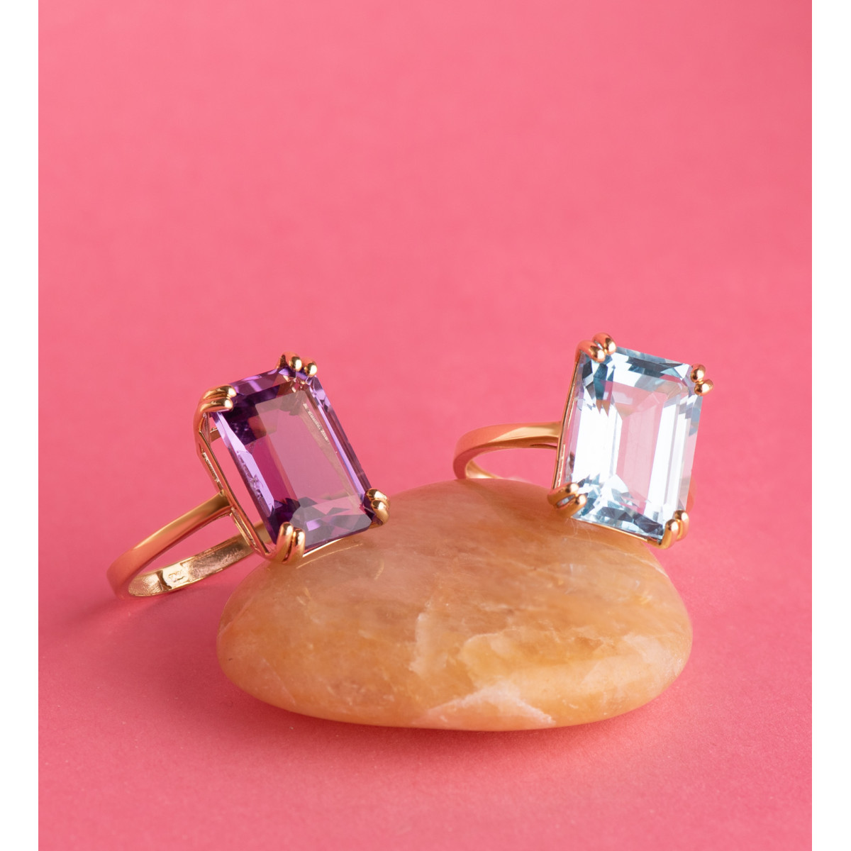 18K SORTIJA ORO AMARILLO PIEDRA AMATISTA 7,64 QTES. MEDIDA: 14X10MM