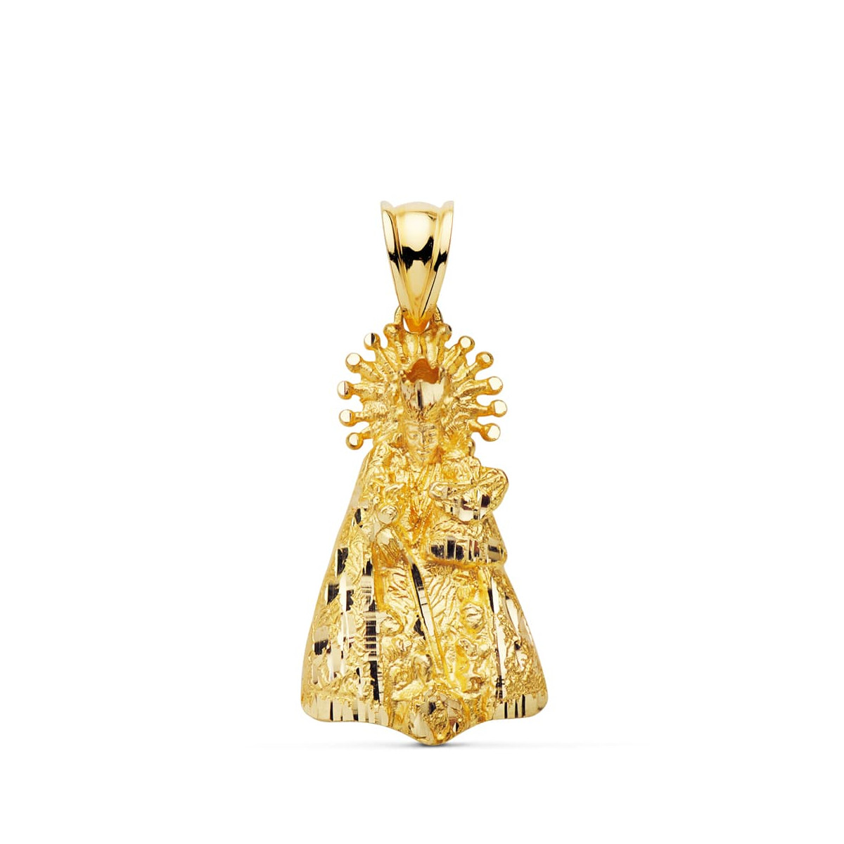 18K MEDALLA SILUETA VIRGEN ORO AMARILLO DE LOS DESAMPARADOS 27X15 MM