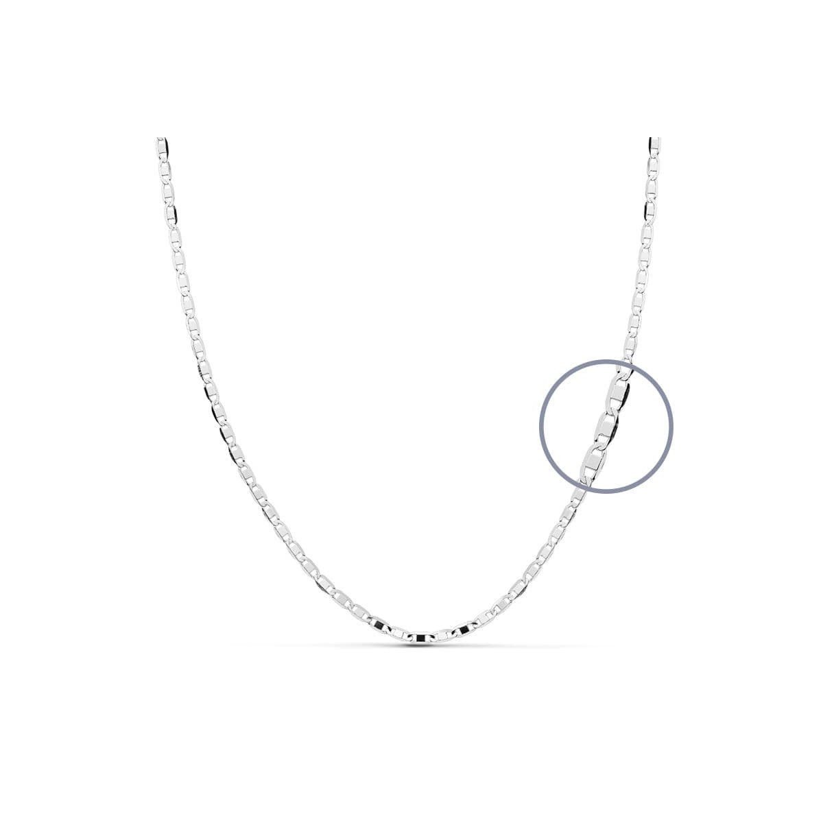 18K CADENA MACIZA ORO BLANCO 40CM 1.8 MM