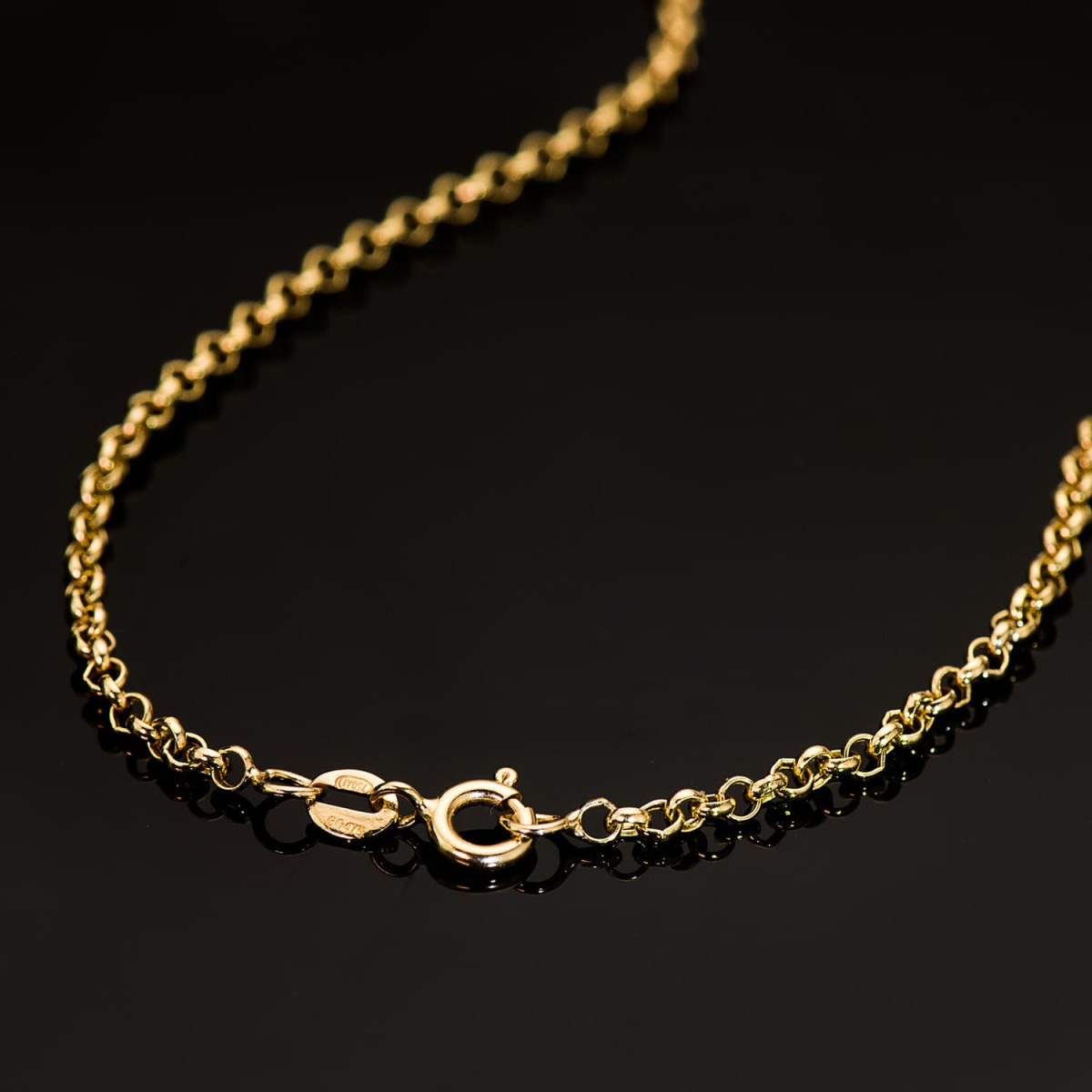 18K CADENA ORO AMARILLO ROLO HUECA ANCHO: 2.5MM LARGO: 50CM CIERRE REASA