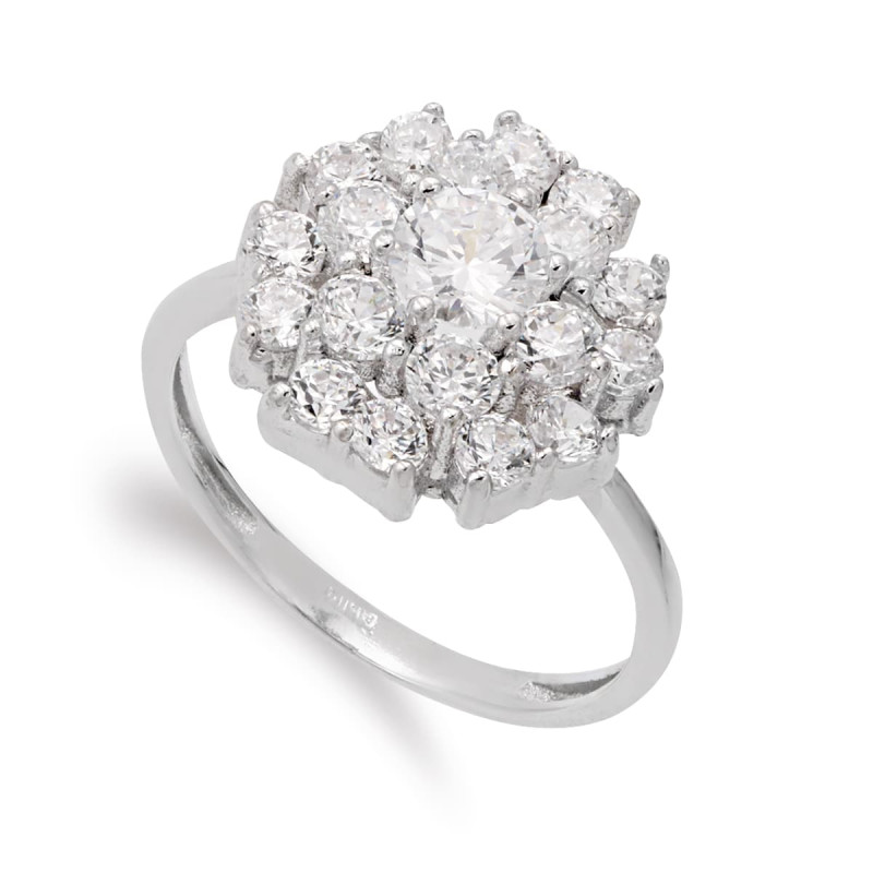 18K SORTIJA ORO BLANCO CUAJO PIÑA CON CIRCONITAS. ANCHO: 14 MM