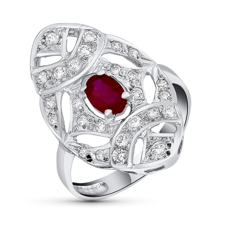 18K SORTIJA ORO BLANCO LANZADERA PIEDRA FINA Y CIRCONITAS. ANCHO: 24 MM