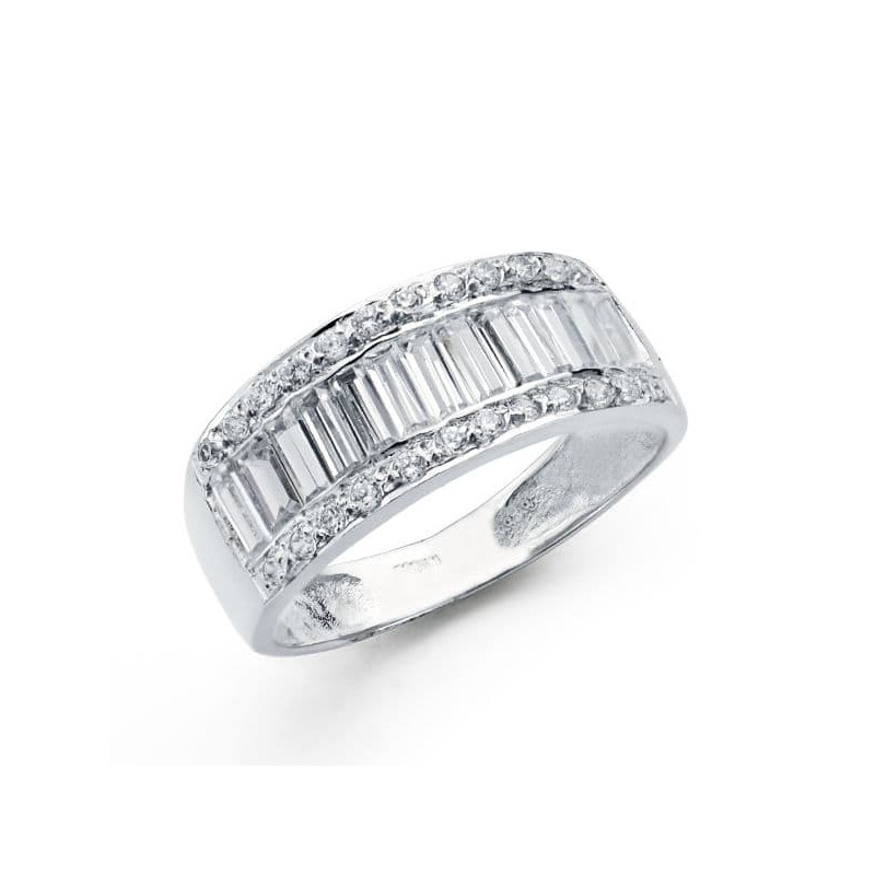 18K SORTIJA ORO BLANCO CON CIRCONITAS. ANCHO: 8 MM