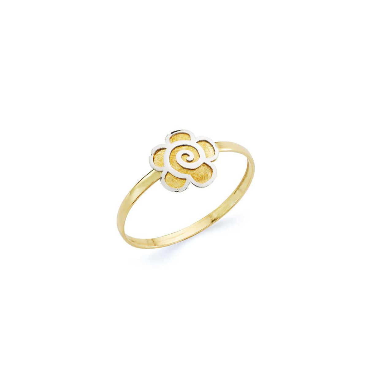 18K SORTIJA ORO BICOLOR MARGARITA. ANCHO: 8 X 8  MM