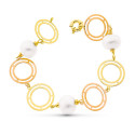 18K PULSERA ORO 21CM BICOLOR ORO AMARILLO Y ROSA Y PERLA CULTIVADAS 15 MM