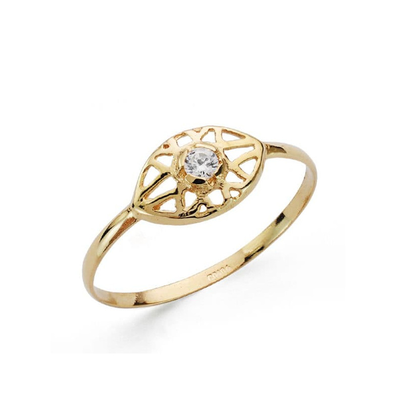 18K SORTIJA ORO AMARILLO MOTIVO CALADO CON CIRCONITA. ANCHO: 7 MM