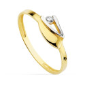 18K SORTIJA ORO BICOLOR CON MOTIVO Y CIRCONITA. ANCHO: 6,5 MM