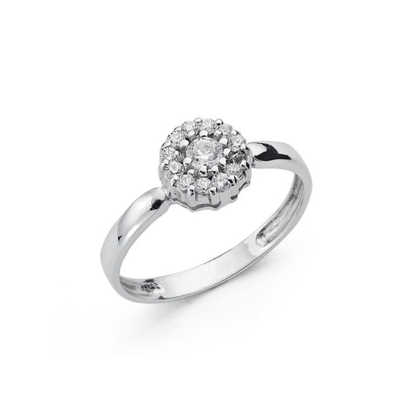 18K SORTIJA ORO BLANCO CUAJO CON CIRCONITAS. ANCHO: 4 MM