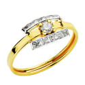 18K SORTIJA ORO BICOLOR CON BANDAS LATERALES Y CIRCONITAS EN CARRIL. ANCHO: 7,5 MM