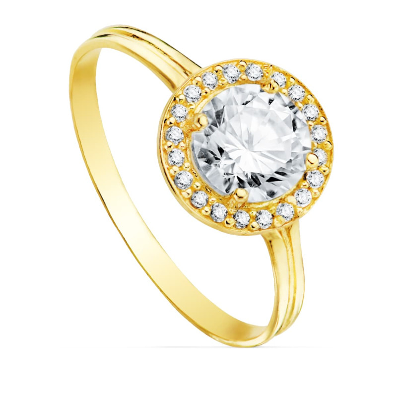 18K SORTIJA ORO AMARILLO PIEDRA 7MM CIRCONITAS