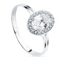 18K SORTIJA ORO BLANCO MOTIVO OVAL CON CIRCONITAS. MEDIDA: 10X8 MM