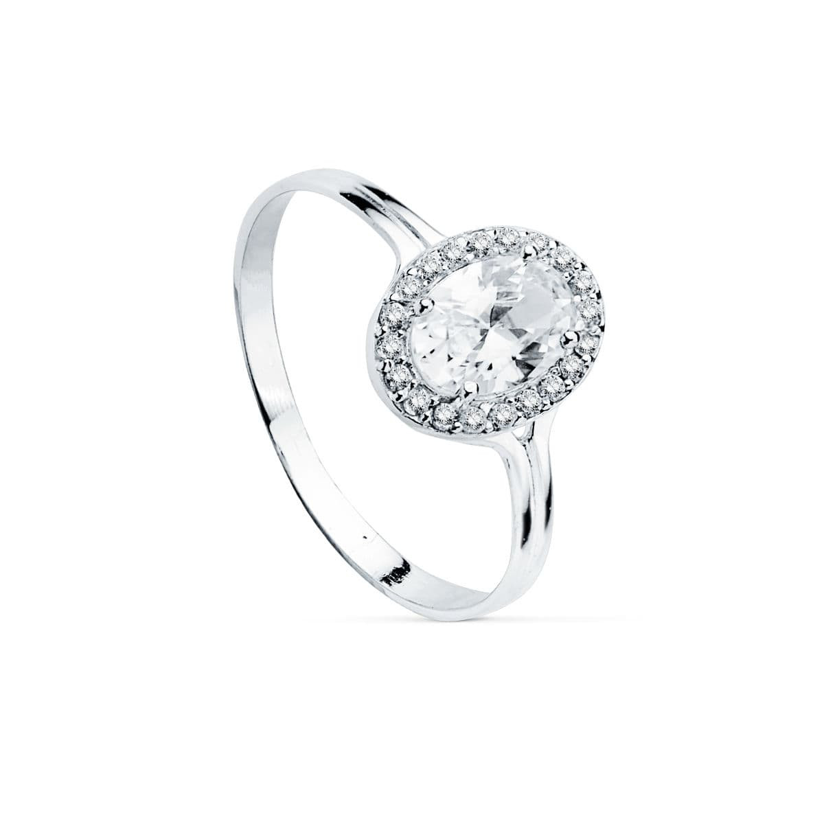 18K SORTIJA ORO BLANCO MOTIVO OVAL CON CIRCONITAS. MEDIDA: 10X8 MM