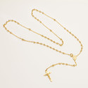 18K ROSARIO ORO AMARILLO CON BOLAS 2 MM Y CRUZ 23X14MM CADENA FORZADA 50CM