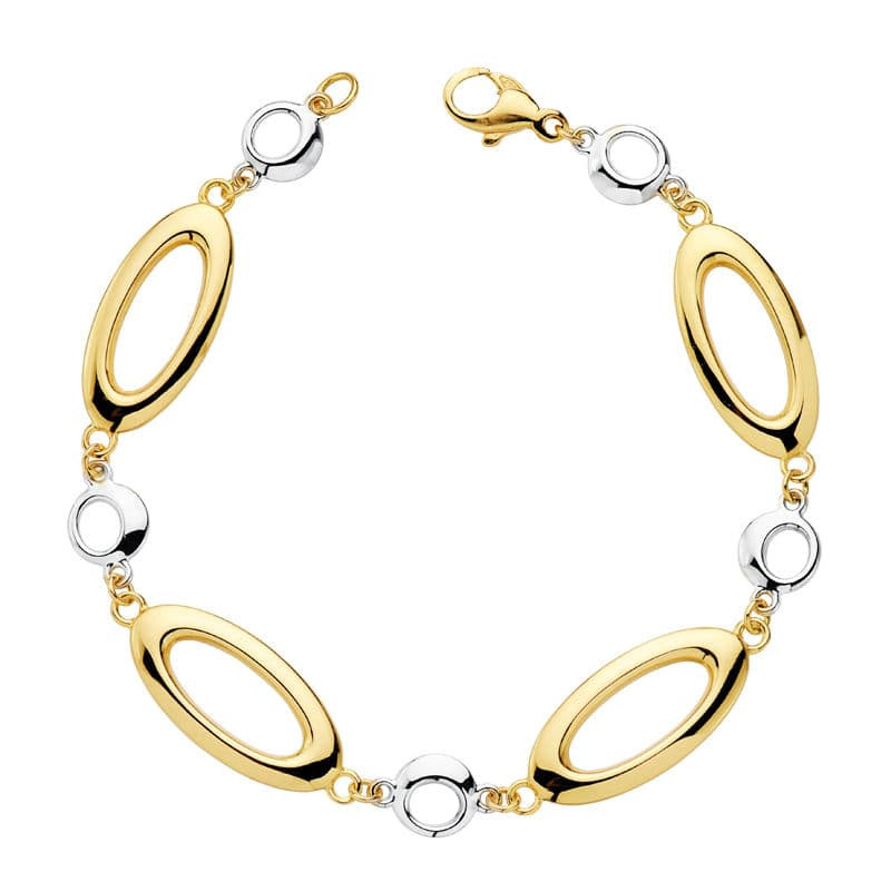 18K PULSERA HUECA ORO BICOLOR 19CM