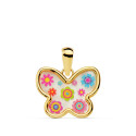 18K COLGANTE ORO AMARILLO MARIPOSA NACAR COLORES. 14X11 MM