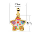 18K COLGANTE ORO AMARILLO AMULETO ESTRELLA NACAR COLORES. 13X13 MM