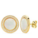 18K PENDIENTES ORO AMARILLO REDONDOS CIRCONITA Y NACAR 12.5 MM CIERRE PRESION