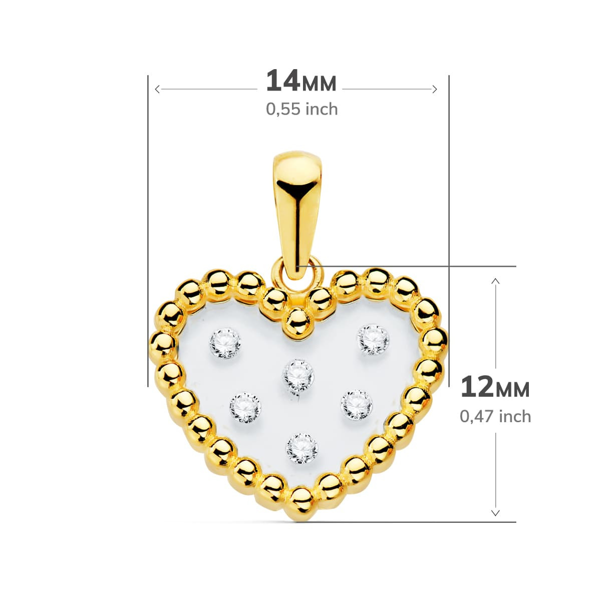 18K COLGANTE ORO AMARILLO CORAZON AIRSHINE TRANSPARENTE CON CIRCONITA 14X12 MM C. AMOR