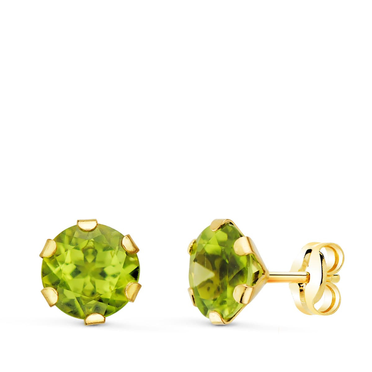 18K PENDIENTES ORO AMARILLO GARRA CALADA OLIVINA 7 MM 2.88  QTS. CIERRE PRESION