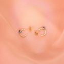 18K PENDIENTES ORO AMARILLO MEDIO ARO LISO CON AGUAMARINA 12X3 MM CIERRE PRESION.