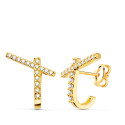 18K PENDIENTES ORO AMARILLO BANDAS CON CIRCONITA 14 X 12MM PRESION