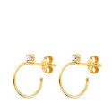 18K PENDIENTES ORO AMARILLO AROS ABIERTOS HILO FINO 0,5MM CON CIRCONITA 14 MM. CIERRE PRESION