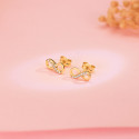 18K PENDIENTES ORO AMARILLO INFINITO CON CIRCONITAS. 9,5 X 4 MM. CIERRE PRESION