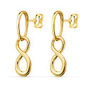 18K PENDIENTES ORO AMARILLO DOS CUERPOS CON COLGANTE INFINITO. CIERRE PRESION 25 X 8MM
