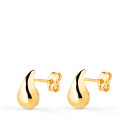 18K PENDIENTES ORO AMARILLO GOTA LISA BRILLO HUECA 10 X 6 MM. CIERRE PRESION